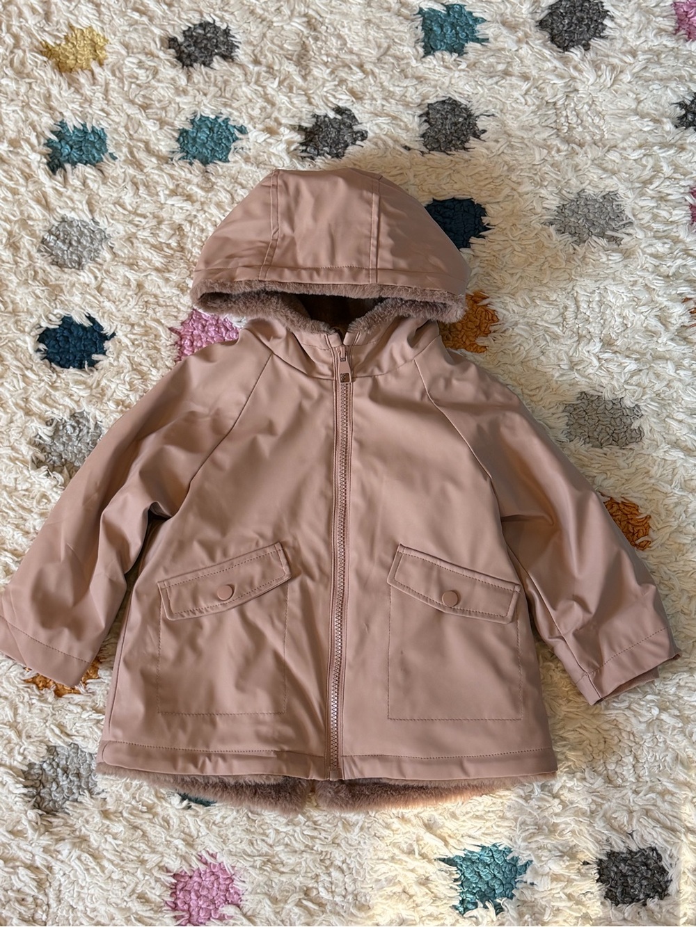 Zara Kids Hooded Raincoat in Dusty Pink